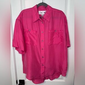 Vintage Women’s Silk Short-Sleeve Button-Up Shirt